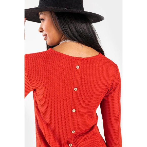 Francesca's | NWT Lana Button Back Waffle Knit Top - Picture 11 of 16